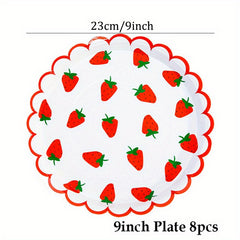 10pcs Strawberry Fruit Patterned Tableware for Parties & Events