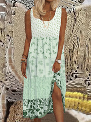 Colorblock Floral Print Tank Dress
