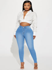 High Rise Skinny Pencil Jeans With Pockets
