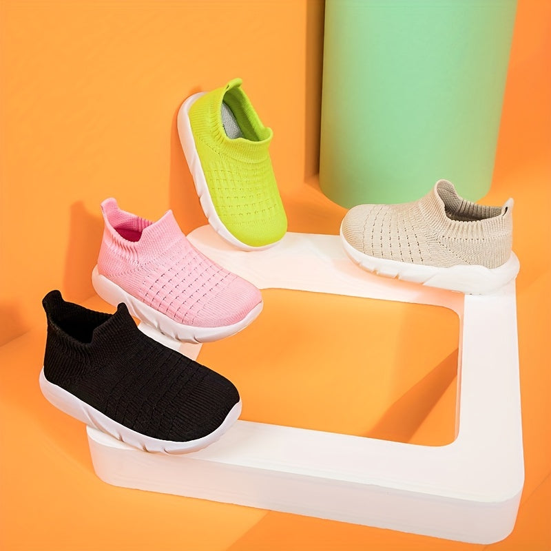 Kids Boys Solid Running Shoes Breathable Anti Skid Slip On Shoes