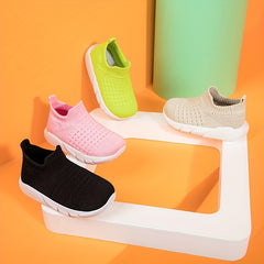 Kids Boys Solid Running Shoes Breathable Anti Skid Slip On Shoes