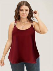 Casual Tank Solid Metal Decor Round Neck