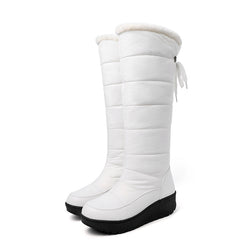Waterproof Non slip Knee Boots Warm Plush Flat Lace Up Sports Sneakers