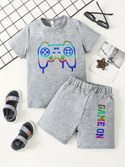Boys Game Console Print T shirt & Shorts Set for Summer