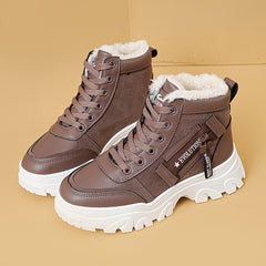 Women's Winter Plush High Top Sneakers Lace Up Thick Platform Boots