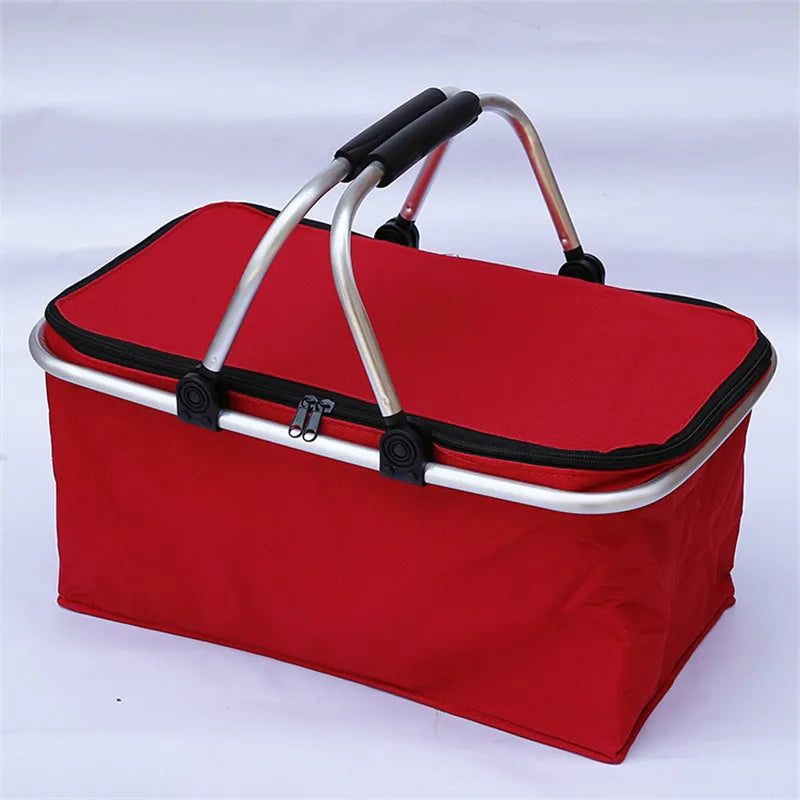 32L Insulated Cooler Bag Folding Picnic Camping Lunch Bags Storage Basket