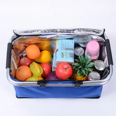32L Insulated Cooler Bag Folding Picnic Camping Lunch Bags Storage Basket