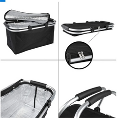 32L Insulated Cooler Bag Folding Picnic Camping Lunch Bags Storage Basket