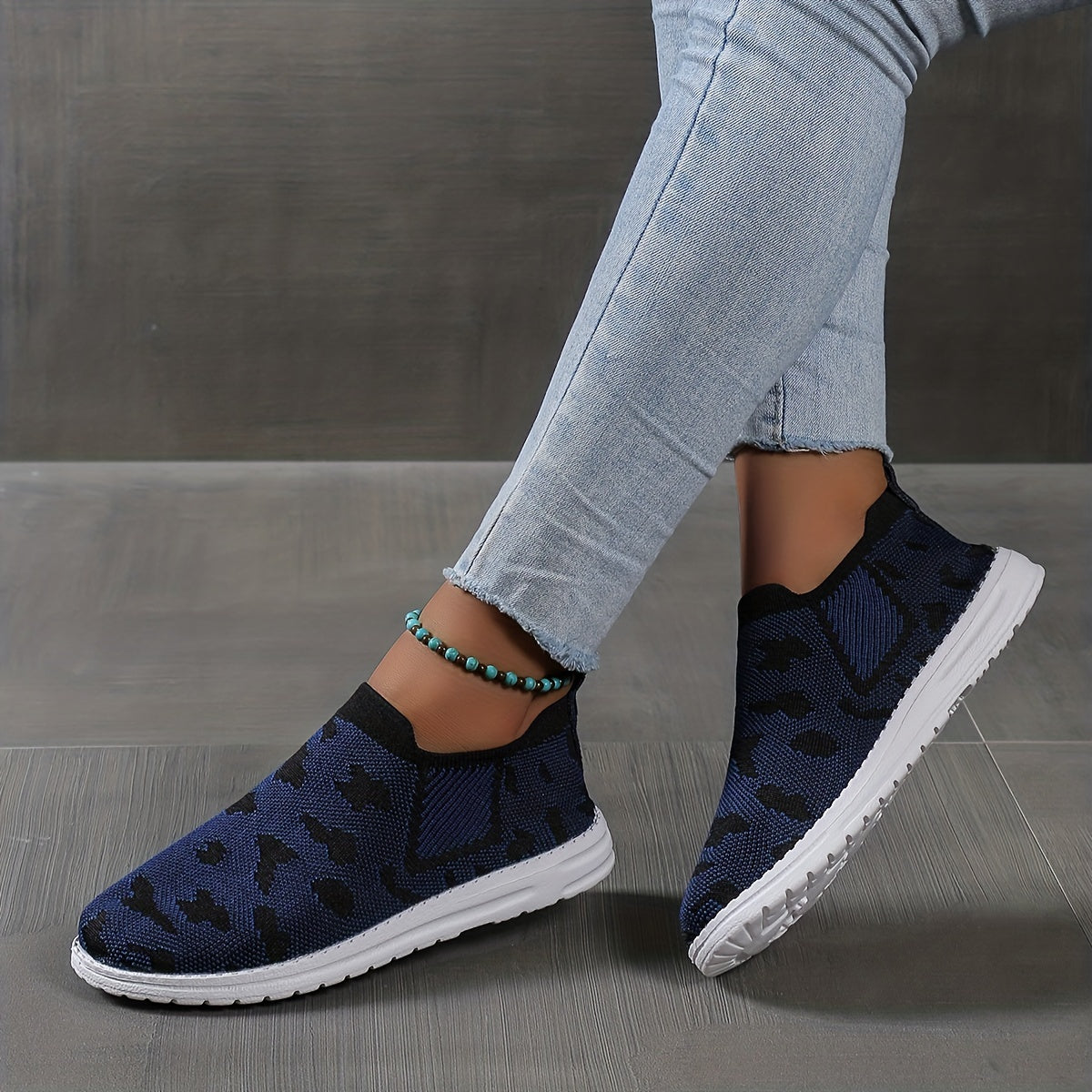 Women's Colorblock Flying Woven Sneakers Lightweight Non slip Outdoor Shoes