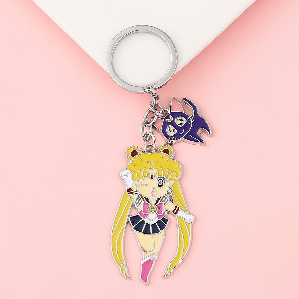 Anime Girl Cat Keychain Pendant
