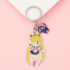 Anime Girl Cat Keychain Pendant