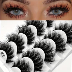 5 Pairs Messy Faux Mink Lashes Crisscross Fluffy Natural Volume False Lashes