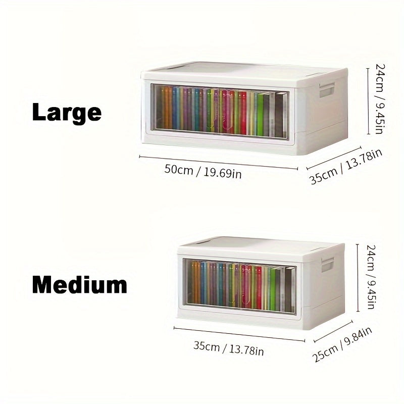Stackable Storage Box Wheels Doors Plastic Containers Room Decor Home