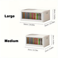 Stackable Storage Box Wheels Doors Plastic Containers Room Decor Home