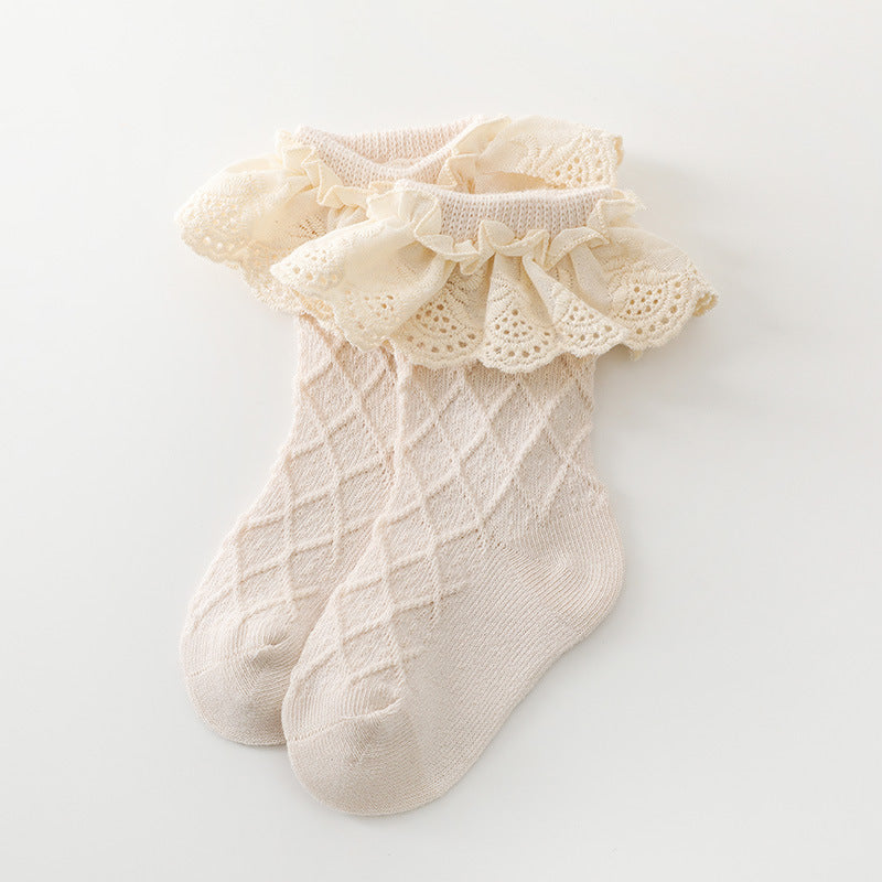 Baby Girls Ruffle Lace Dance Socks