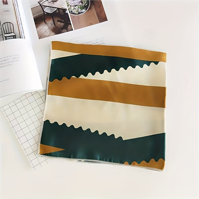 Satin Striped Small Bandana Block Square Scarf Women Hair