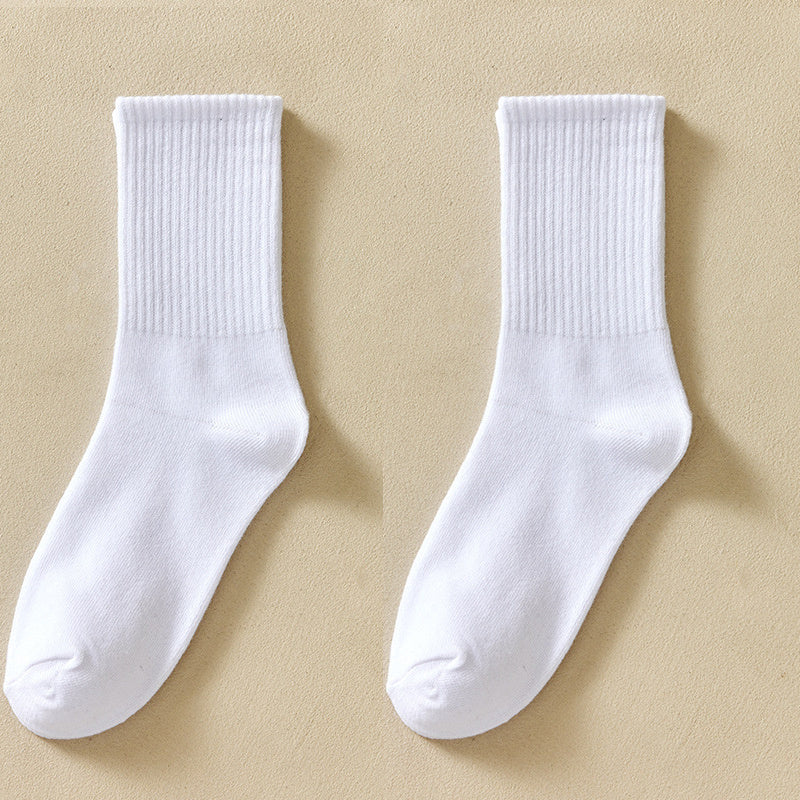 Women's Solid Casual Mid Tube Socks