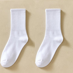 Women's Solid Casual Mid Tube Socks