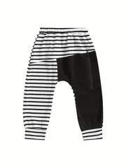 Boys Striped Zip Up Long Pants for Spring and Autumn