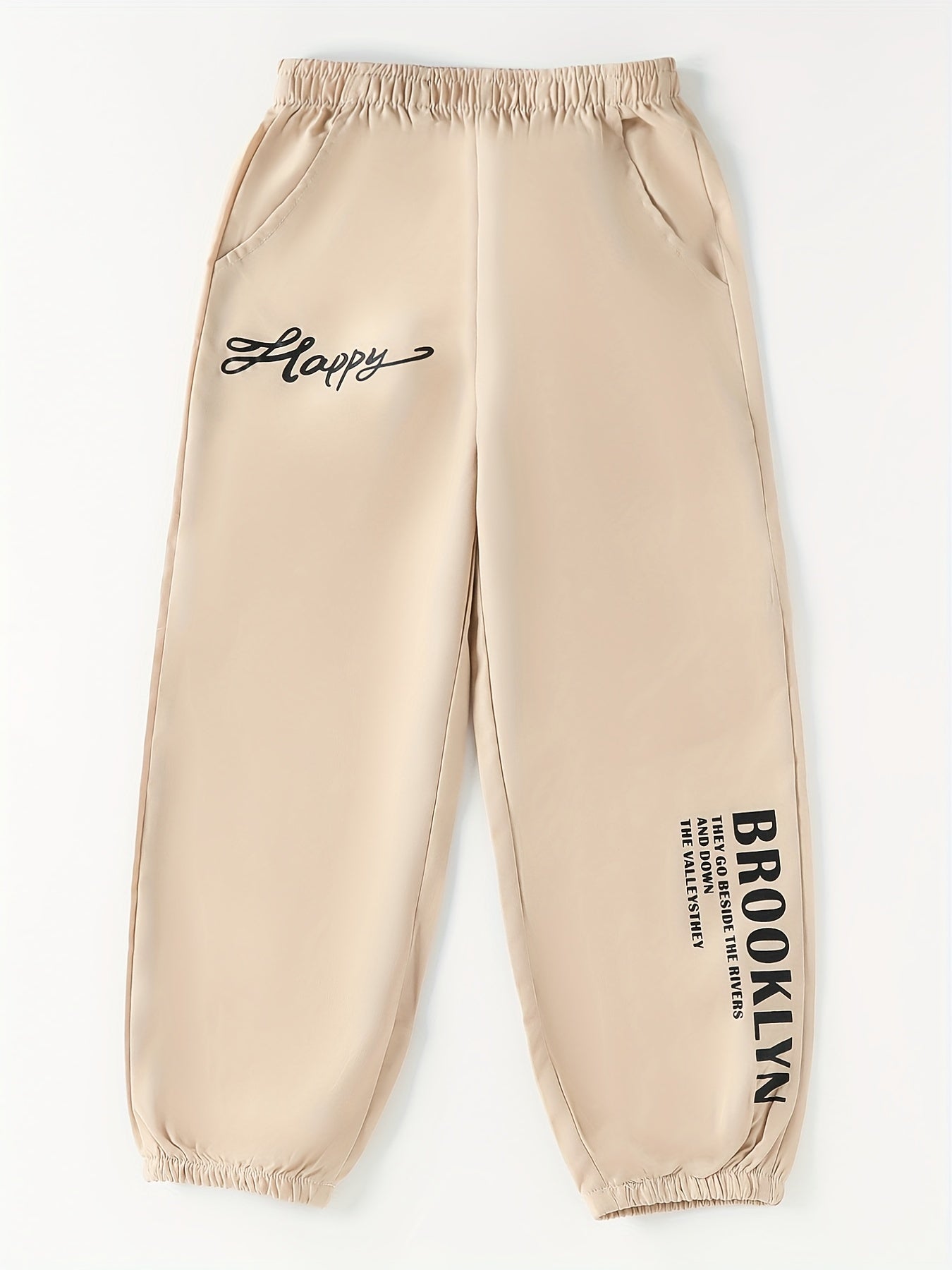 Boys Casual Letter Graphic Rubber Band Footed Pants