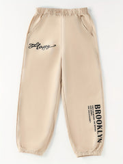 Boys Casual Letter Graphic Rubber Band Footed Pants