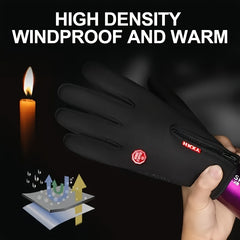 Winter Warm Gloves With Zipper Waterproof Touch Screen Windproof Gloves