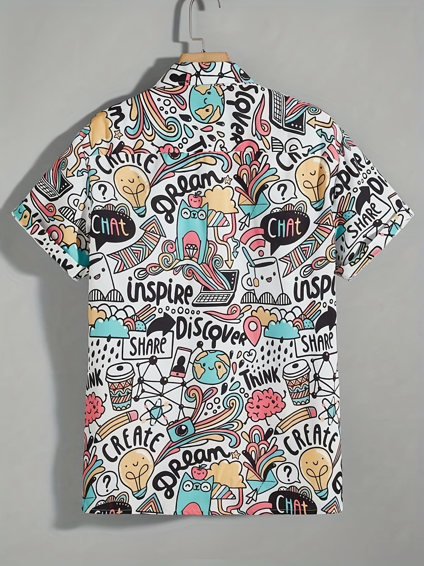 Men's Cartoon Print Hawaiian Shirt for Summer Vacation
