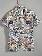 Men's Cartoon Print Hawaiian Shirt for Summer Vacation