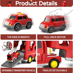 Fire Truck Set: 5 Large Double Decker, 4 Small Extinguishers, 1 Urban Vehicle