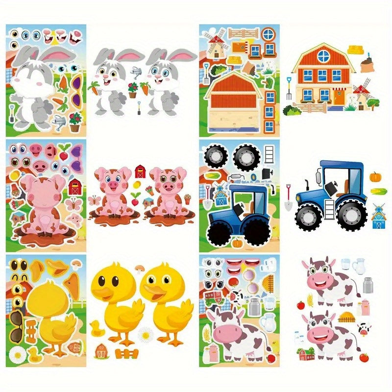 Farm Animal Stickers DIY Face Changing Stickers Party Favors