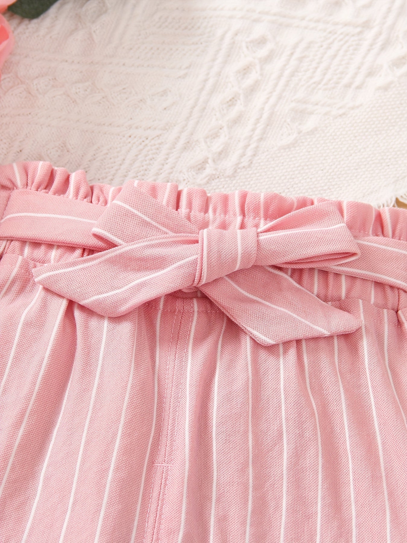Girls' High Waist Striped Wide Leg Cropped Trousers