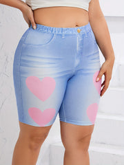 Denim Print High Waist Leggings Casual Leggings