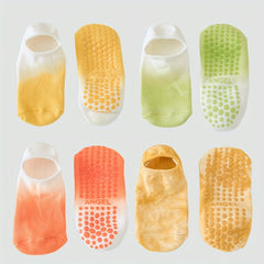 4 Pairs Tie Dye Yoga Short Grip Socks Non-slip Silicone Bottom Comfortable
