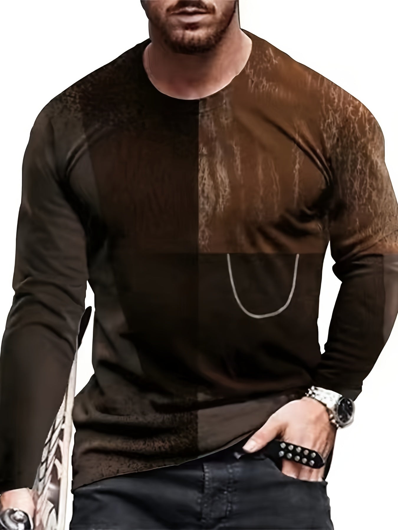Vintage Block Print Men's Sweatshirt for Autumn