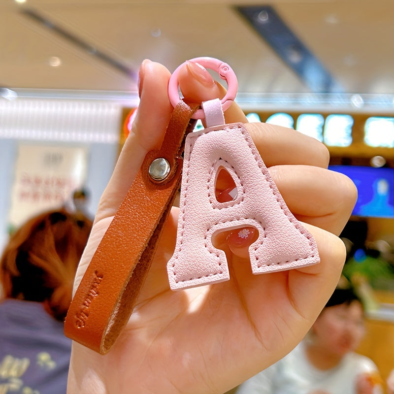 Creative English Letter Keychain PU Leather Pendant Bag Ornament