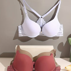 3pcs Lace Push Up Bras Front Buckle Comfy & Breathable Women's Lingerie