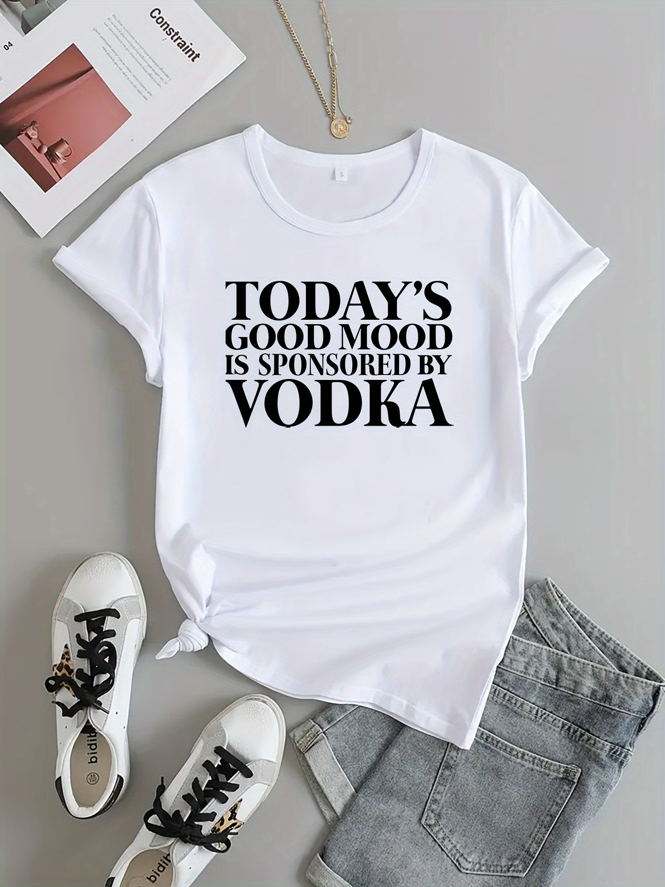 Graphic Sports T shirt Round Neck Short Sleeves Workout Tops Women's Active