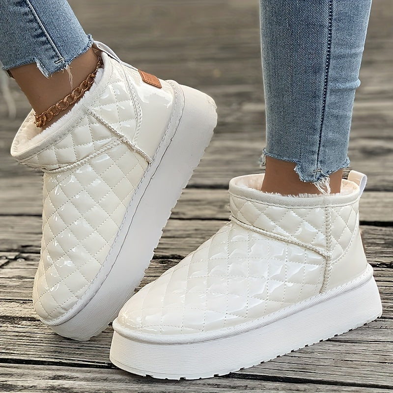 Women's Plush Lined Snow Boots Wear Resistance Non Slip Flat Shoes