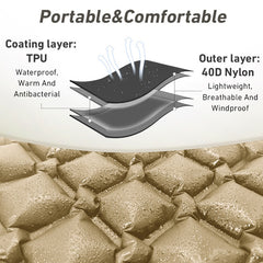 Inflatable Sleeping Pad Air Mattress with Built-in Pump for Travel Hiking
