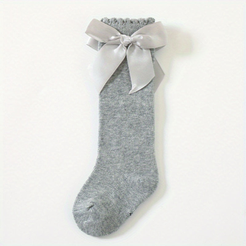 Baby Girls Big Bow Princess Knee Socks Lace Stockings