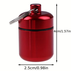 Mini Waterproof Aluminum Pill Box Case with Key Ring