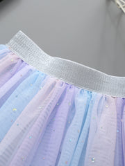 Girls Sequin Rainbow Tulle Tutu Princess Skirt For Birthday Party Ballet