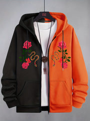 Patchwork Happiness Letter & Number 87 Print Men's Hooded Sweatshirt
