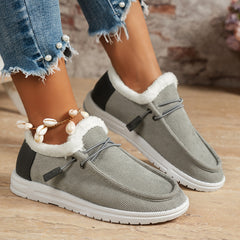 Plush Lined Snow Boots Keep Warm Round Toe Flat Low Cut Shoes