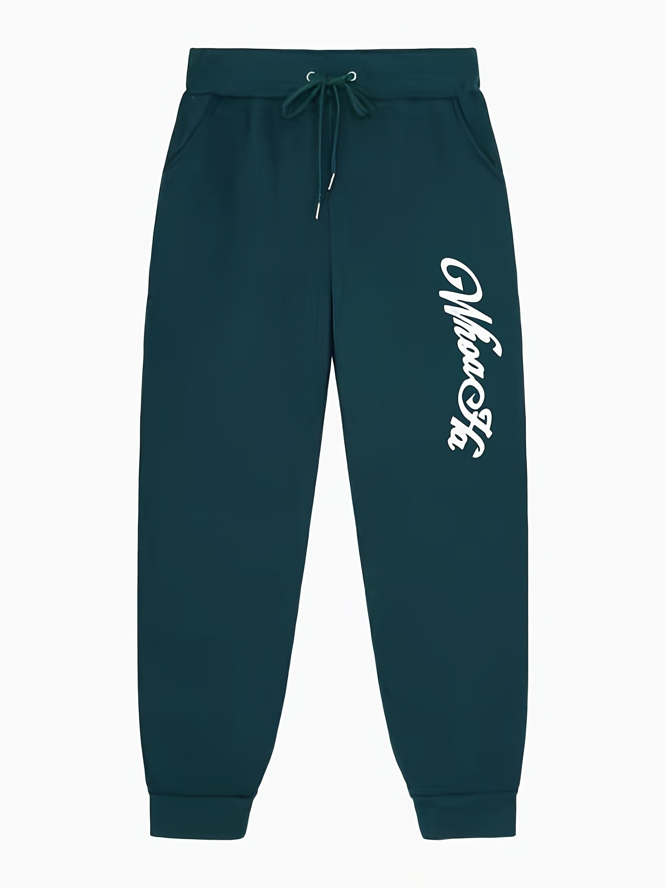 Letter Print Joggers Men s Stretch Waist Drawstring Casual Pants