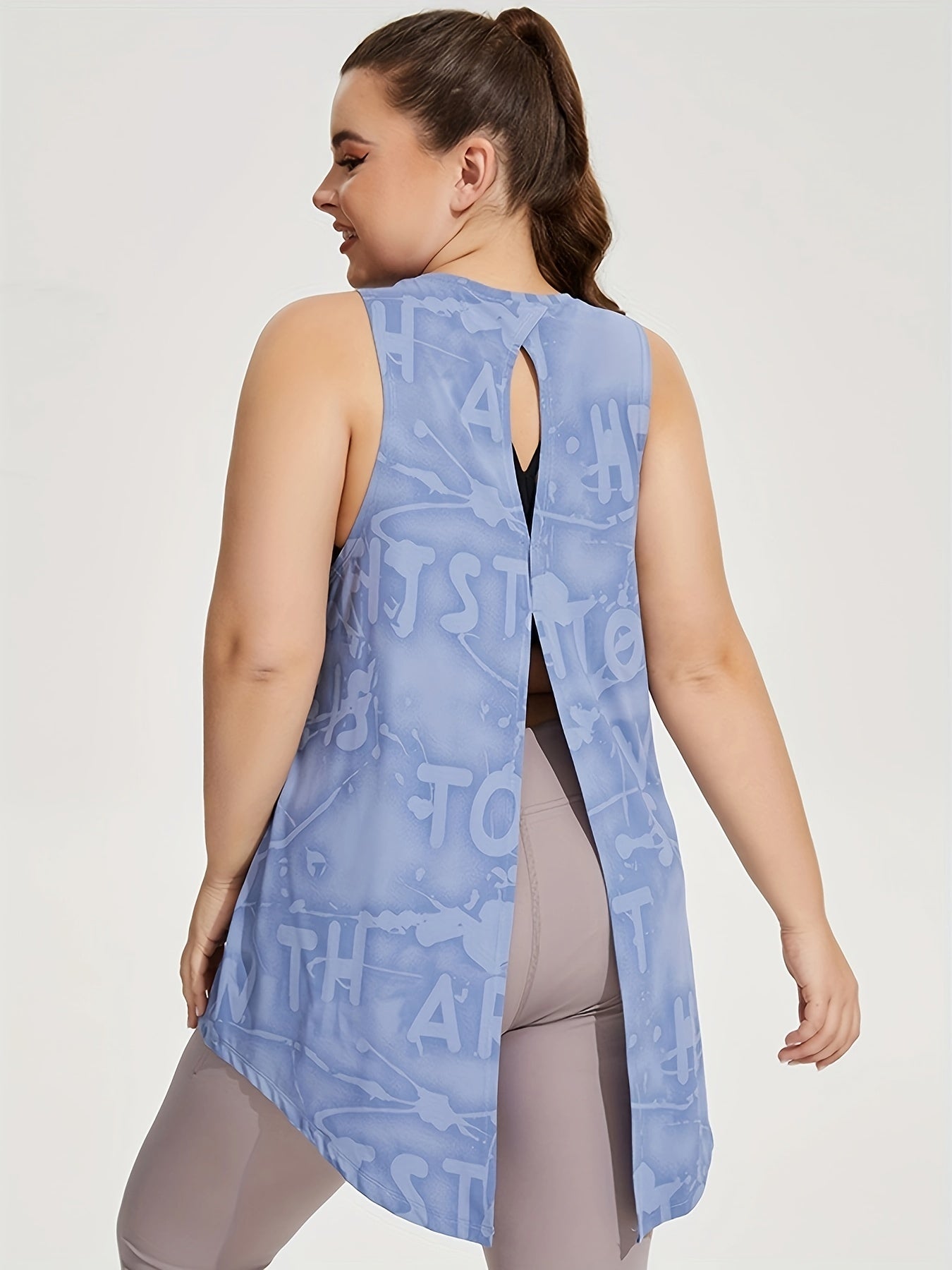 Tie Dye Cut Out Tie Back Fitness Tank Top