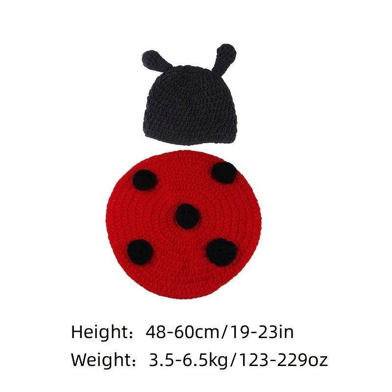 Knitted Ladybug Baby Beanie for Newborns
