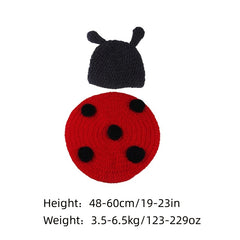 Knitted Ladybug Baby Beanie for Newborns