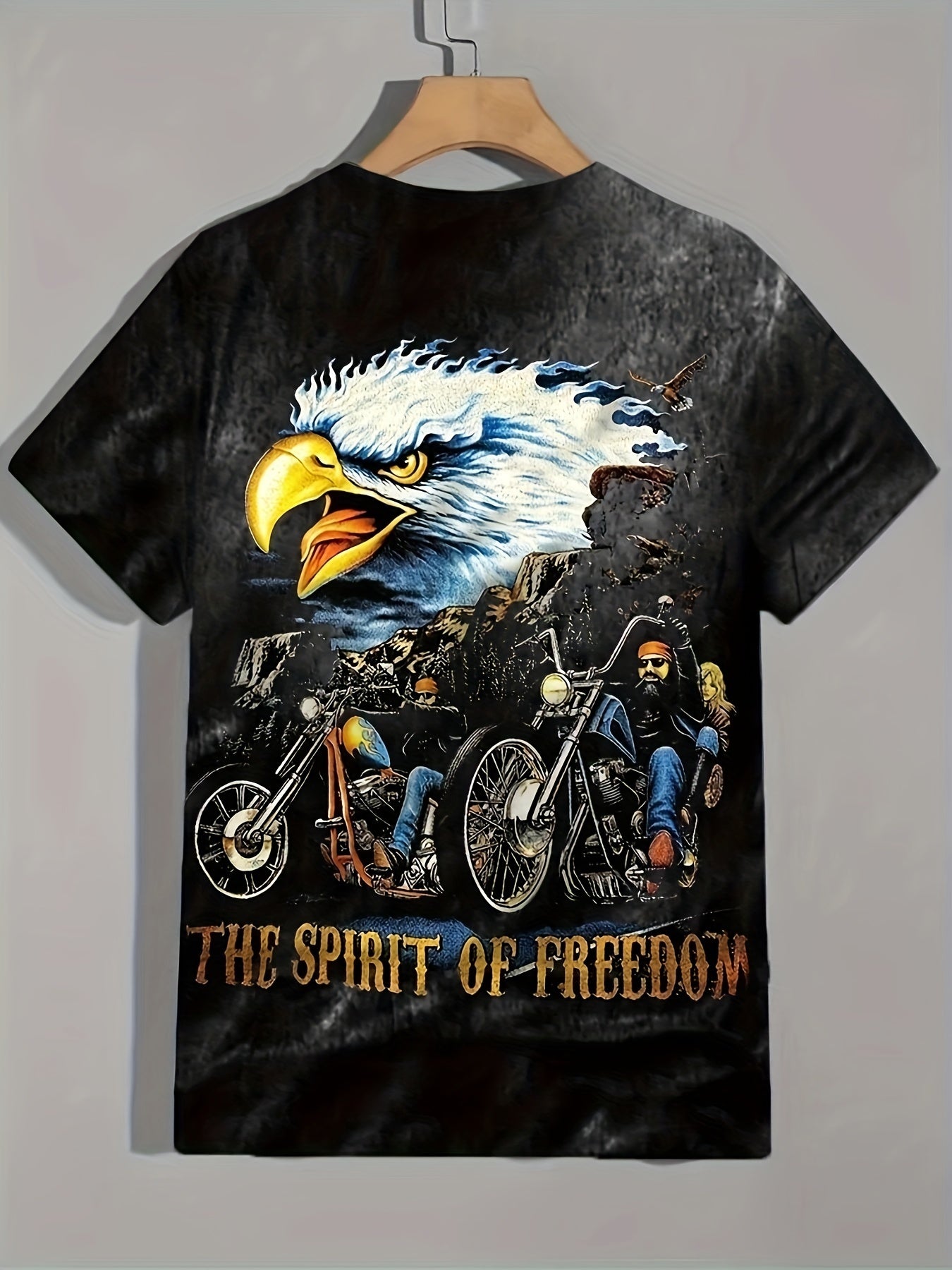 Eagle Pattern Print Men's Short Sleeve Comfy T shirt Graphic Tee