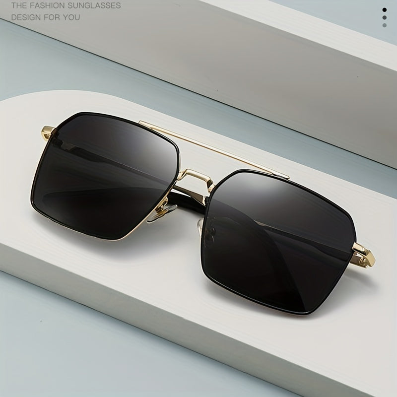 Men's Polarized Square Aviator Sunglasses Metal Frame UV Protection